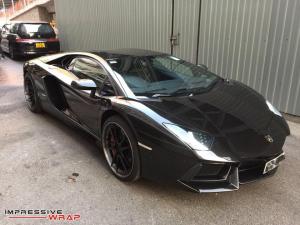 Lamborghini Aventador LP700-4 Gloss Metallic Black by Impressive Wrap 2017 года